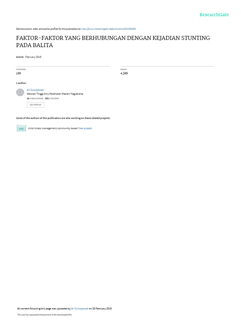 Faktor Penyebab Stunting pada Balita | PDF