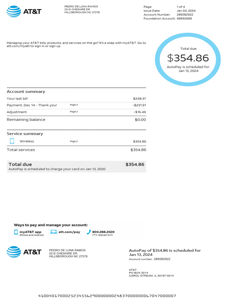 Att Final Bill | PDF | Financial Services | Banking Technology