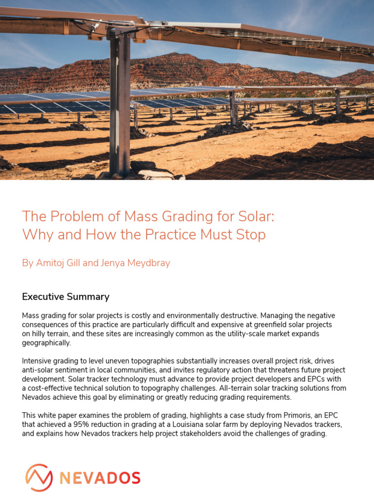 Nevados White Paper The Problem of Mass Grading For Solar | PDF ...