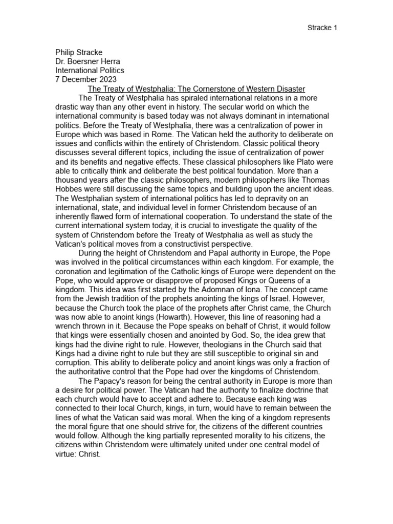 The treaty of westphalia the cornerstone of western disaster pdf