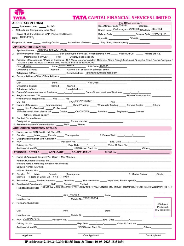 Business Loan Application Form | PDF | Loans | Identity Document