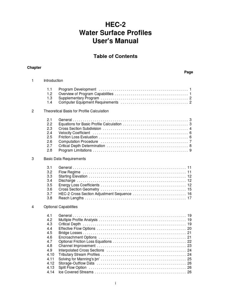 HEC-2 Water Surface Profiles Manual | PDF | Levee | Computer Program
