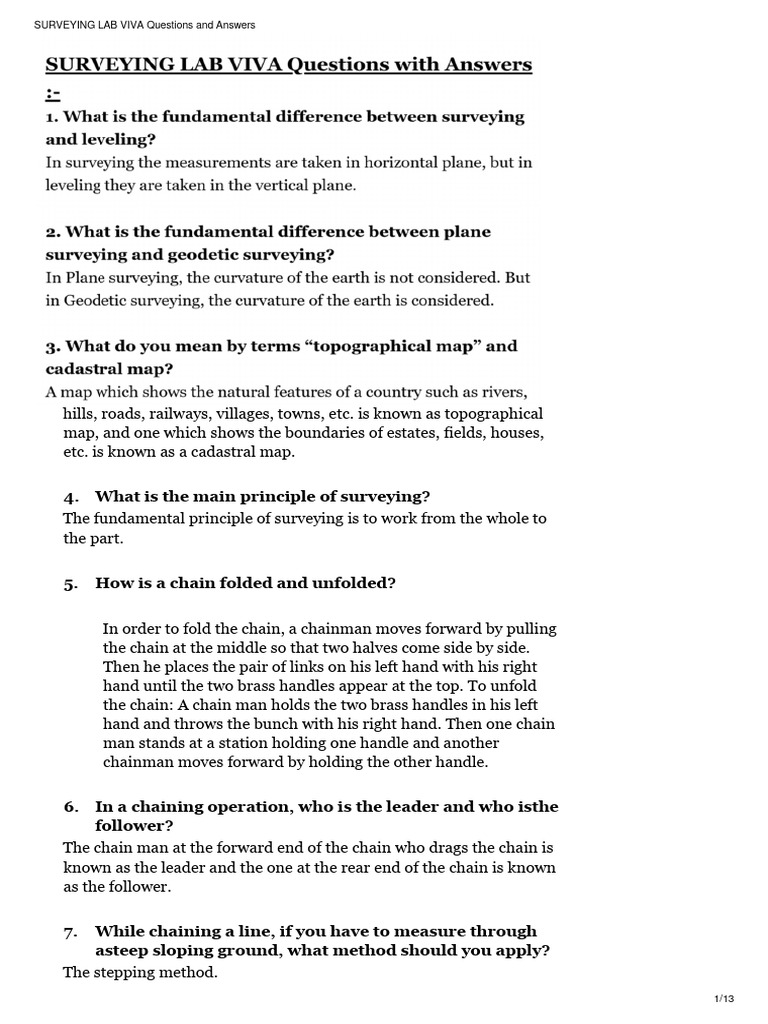 Surveying Lab Viva Questions and Answers-3 | PDF | Surveying | Compass