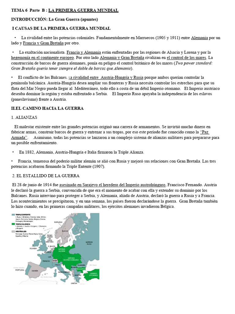 Causas y Consecuencias de la Gran Guerra | PDF | Primera Guerra Mundial ...