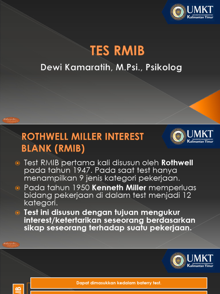 Sejarah dan Skoring Tes RMIB | PDF | Karier & Perkembangan | Sains ...