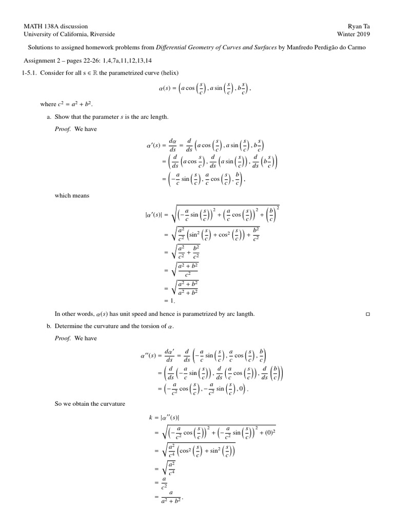 Solutions to Do Carmo's Geometry Problems | PDF