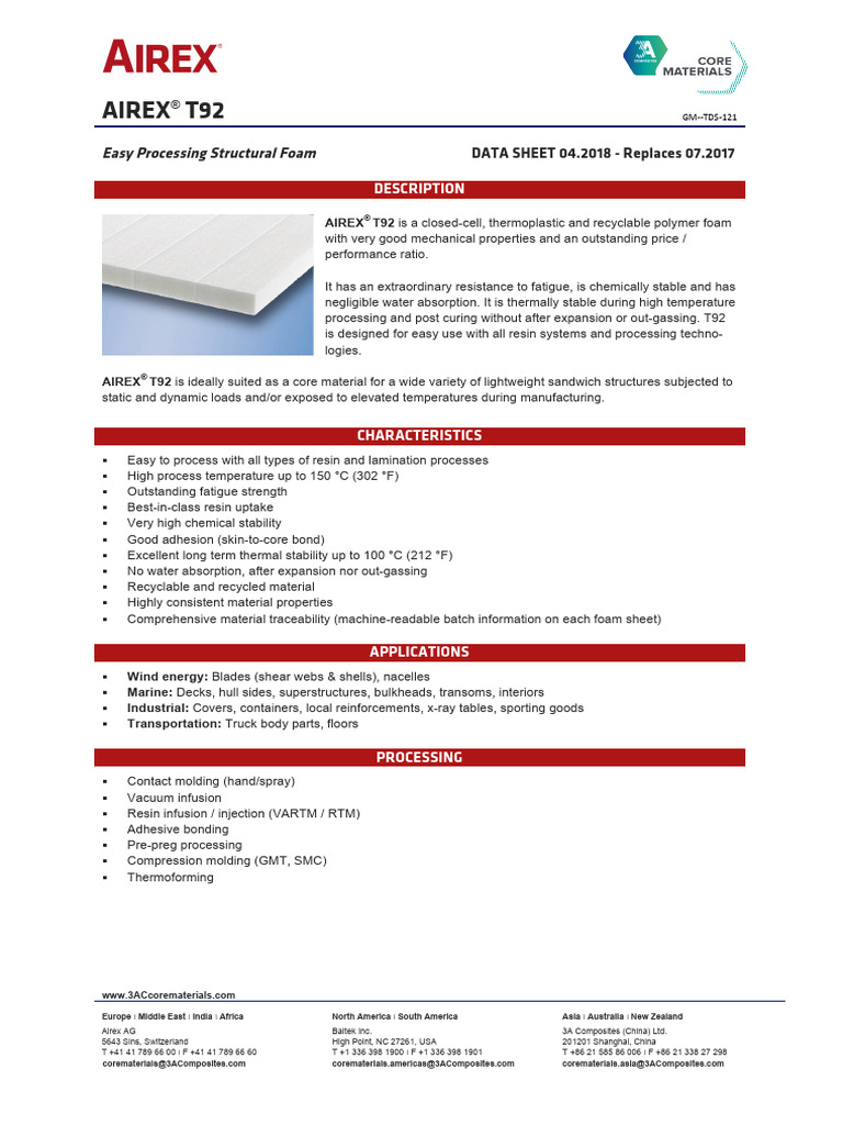 3A - Airex T92 Serie | PDF | Building Engineering | Materials Science