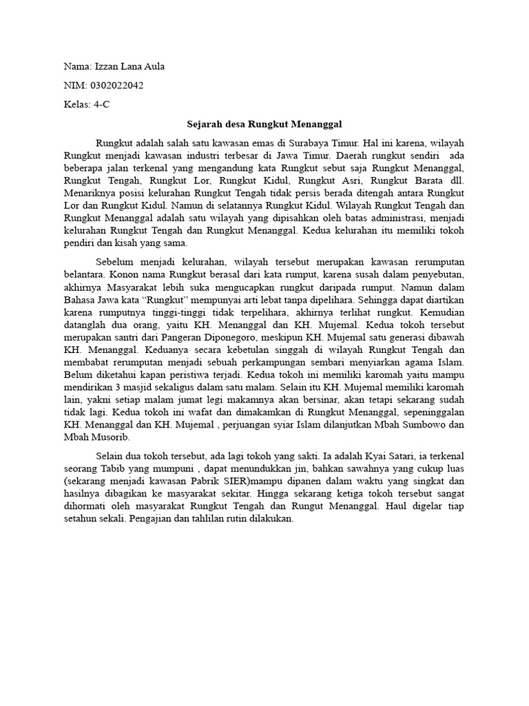 Sejarah Rungkut Menanggal | PDF | Ilmu Sosial | Sejarah
