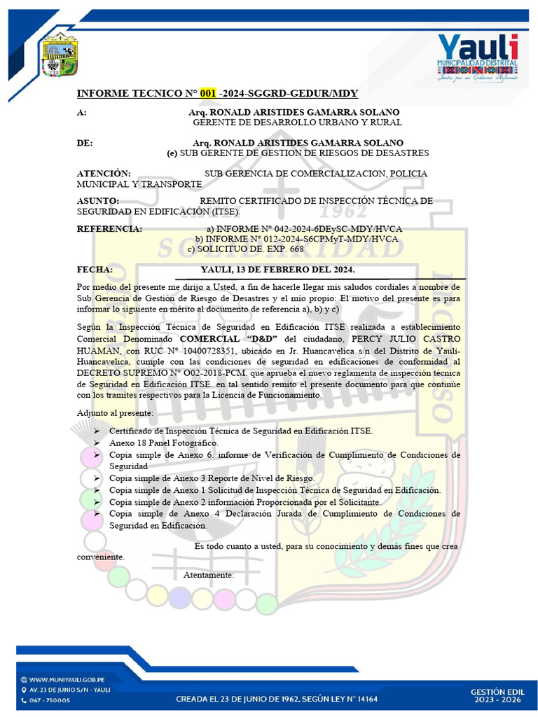 Informe Tecnico (Itse) 2025 PDF