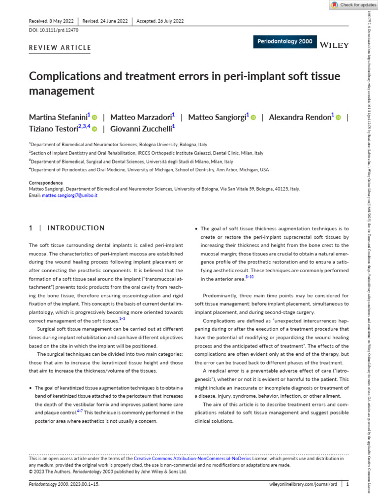 Complications in Peri-Implant Soft Tissue | PDF | Dental Implant ...