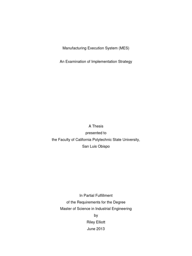 Manufacturing Execution System (MES) An Examination of Implementa | PDF ...