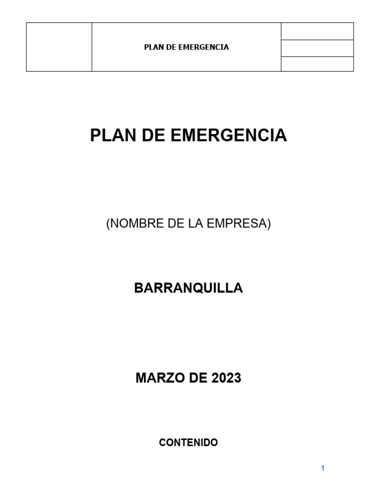 Plan de Emergencia | PDF | Defensa Civil | Emergencia