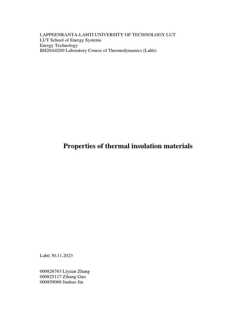 Analysis of Thermal Insulation Materials | PDF | Polystyrene | Thermal ...
