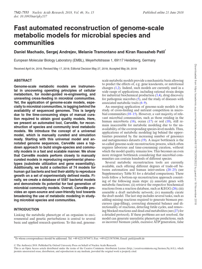 Fast Automated Reconstruction of Genome-Scale Metabolic Models For ...