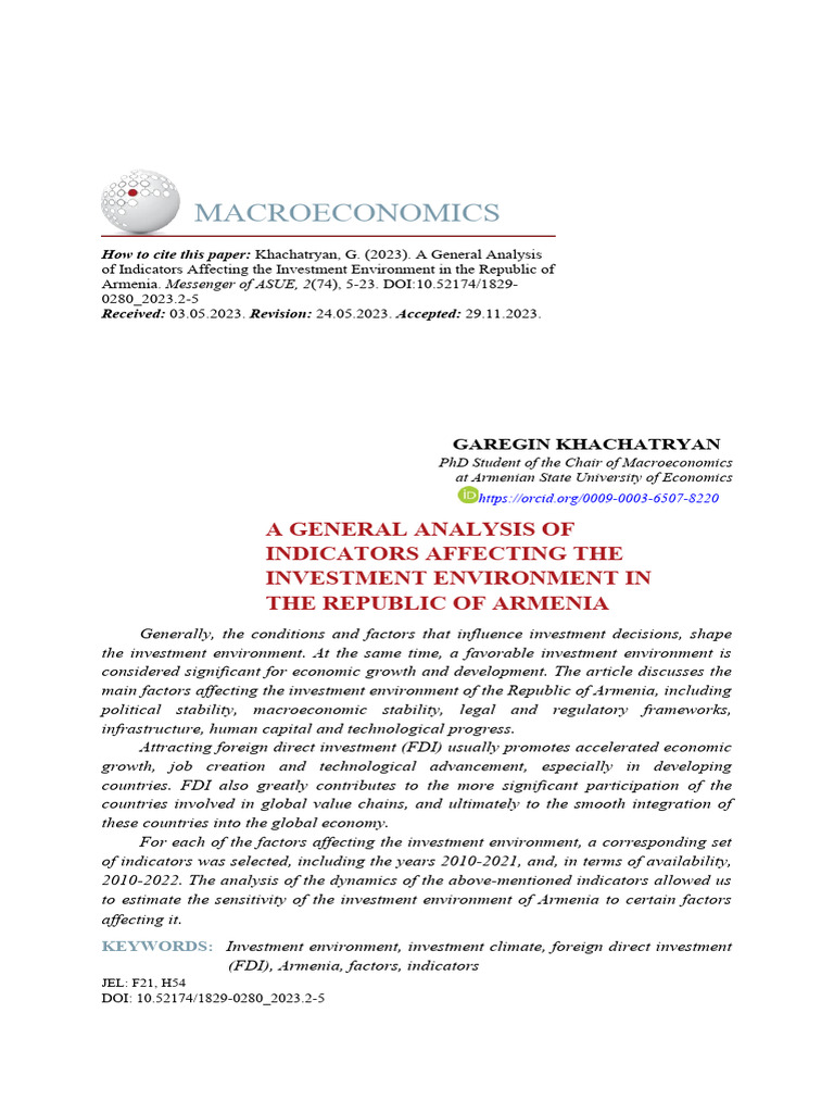 Macroeconomics A General Analysis of Indicators Affecting The