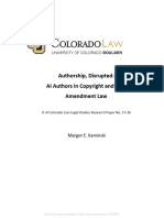 Uthorship, Disrupted: AI Authors in Copyright and First Amendment Law," U of Colorado Law Legal Studies Research Paper