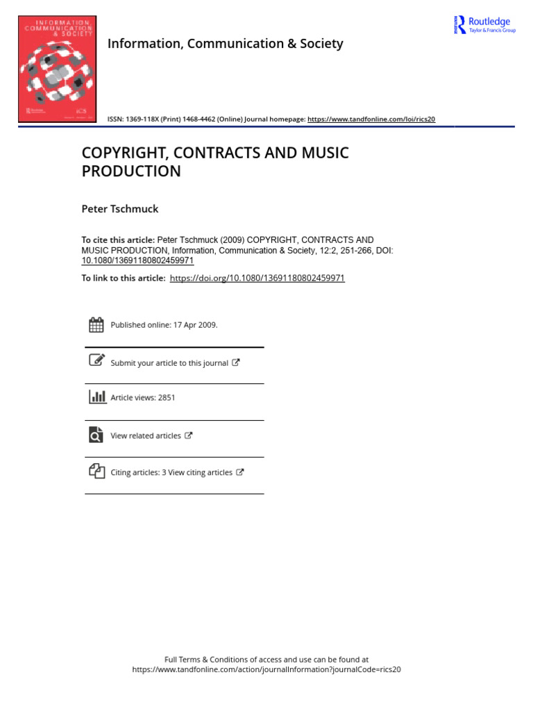 Copyright Contracts and Music Production | PDF | Peer To Peer | Copyright