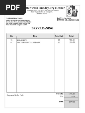 Dry Cleaning Receipt