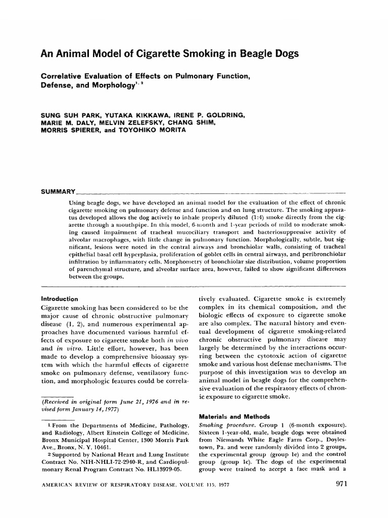 Beagle Model for Cigarette Smoking Effects | PDF