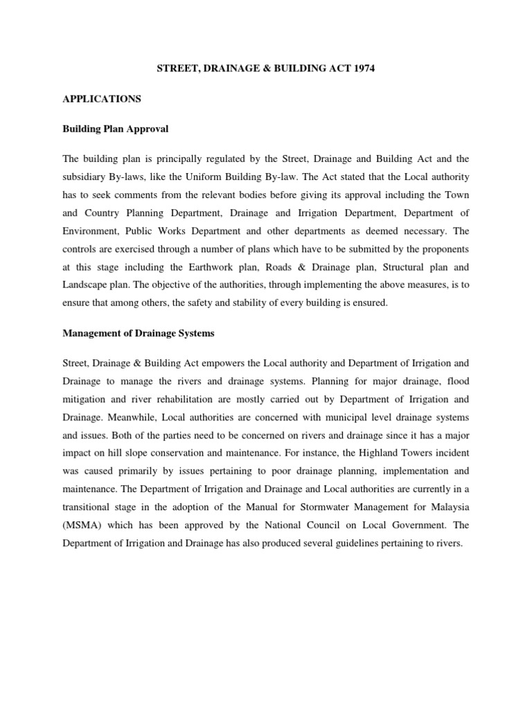 Street Drainage And Building Act 1974 Pdf Drainage Local Government