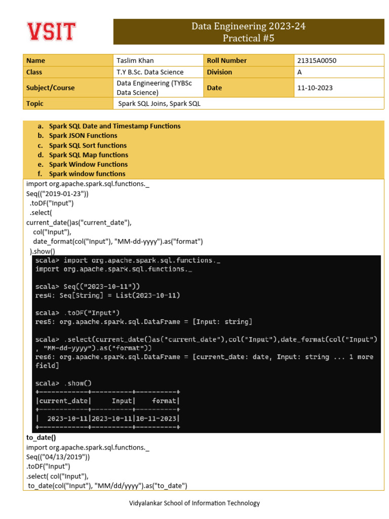 02 Data - Engg - 23-24 Worksheet Practical#5b 1 | PDF | Apache Spark ...