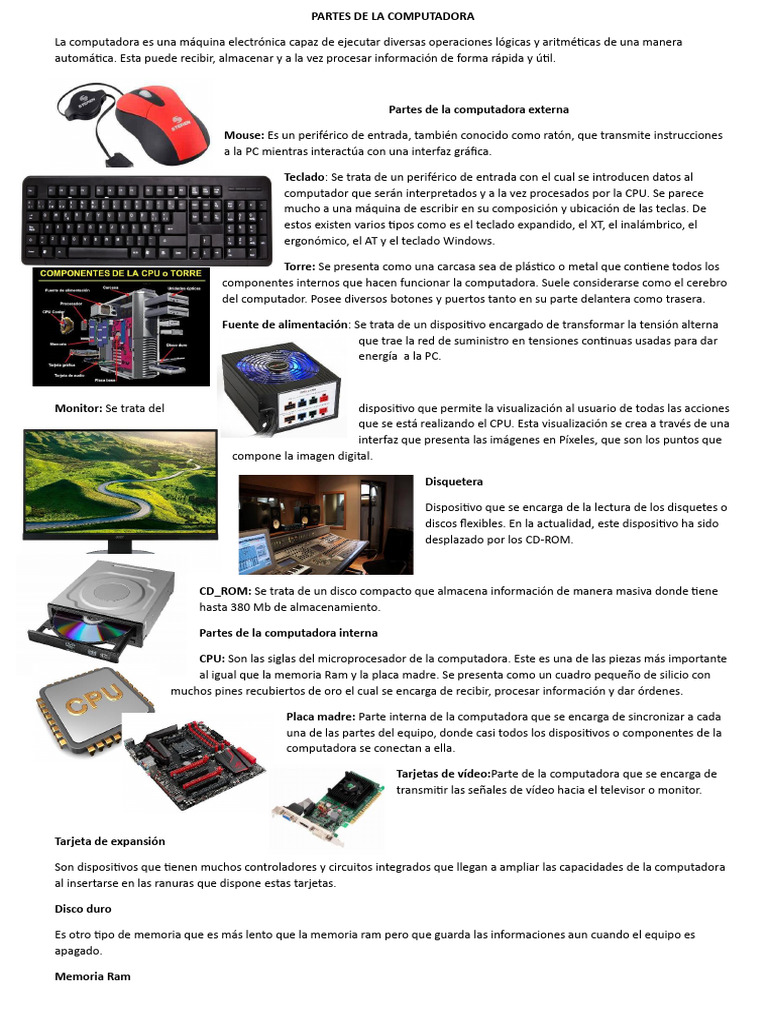 Guía de Partes de la Computadora | PDF | Hardware de la computadora ...