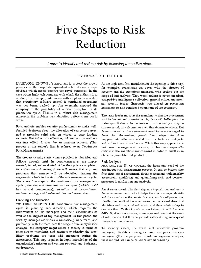 Five Steps for Effective Risk Management | PDF | Risk | Risk Management