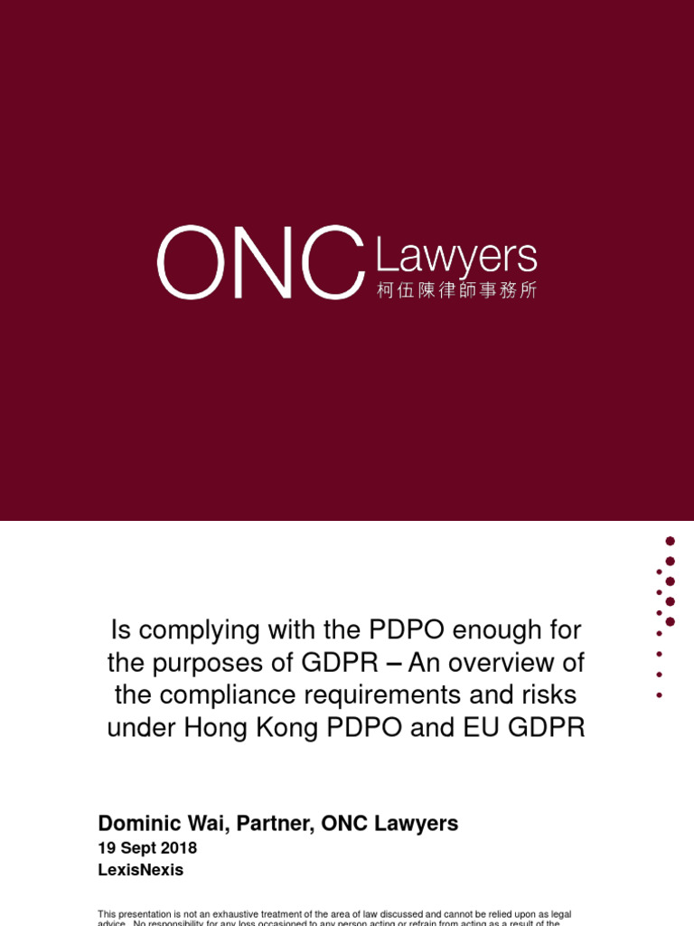 Hong Kong PDPO and EU GDPR PDF Judgment (Law) Information Privacy