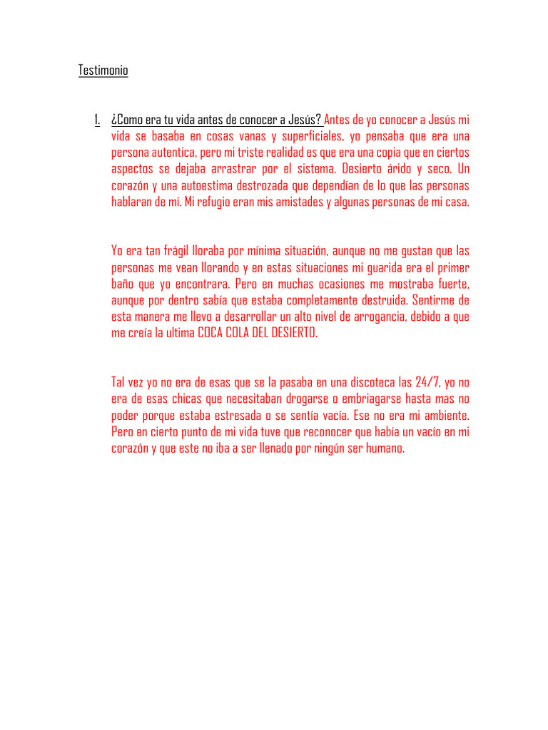 Transformación espiritual: mi testimonio | PDF