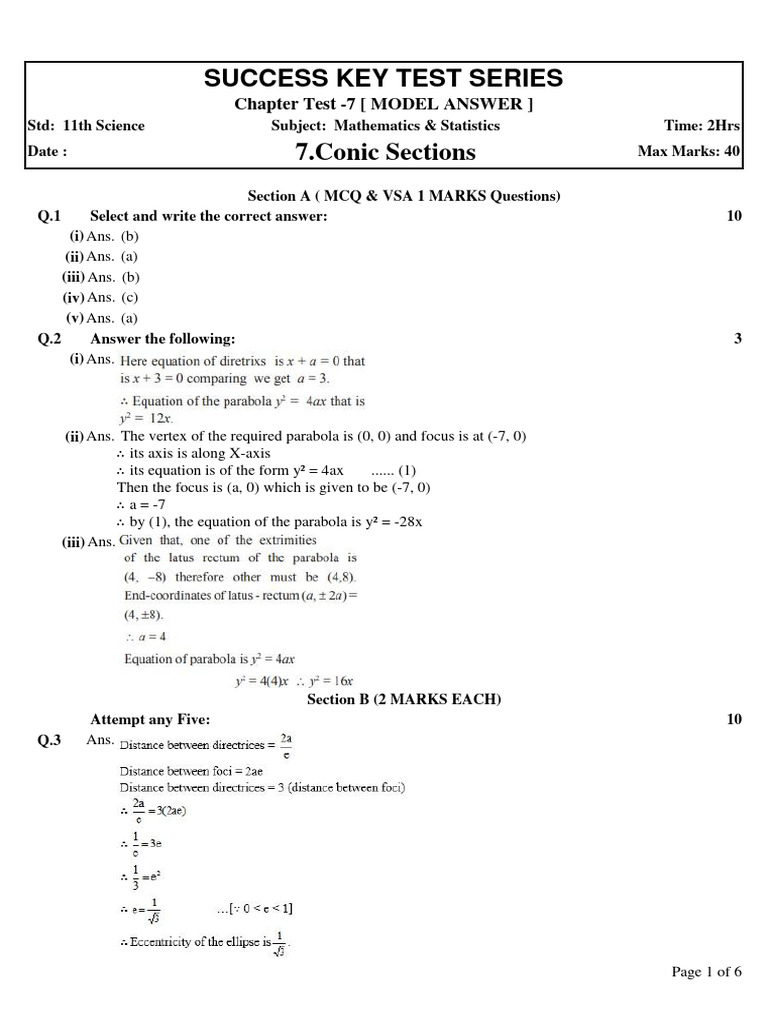 Success key test series chapter test 7 model answer pdf