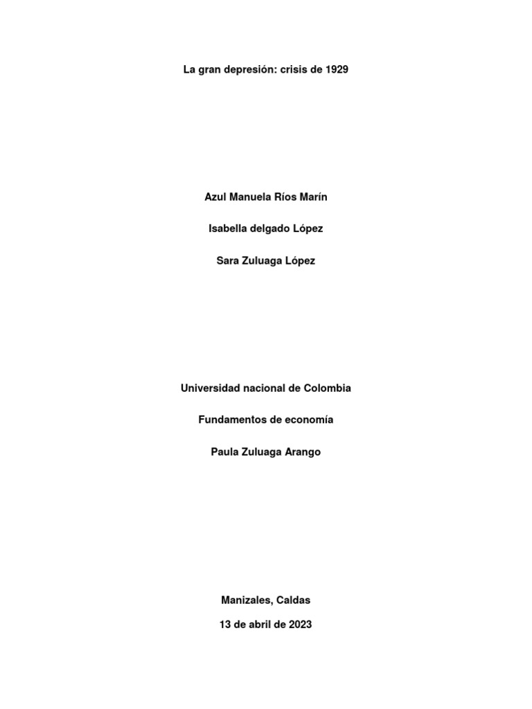 La Gran Depresion Pdf Gran Depresion Nuevo Acuerdo