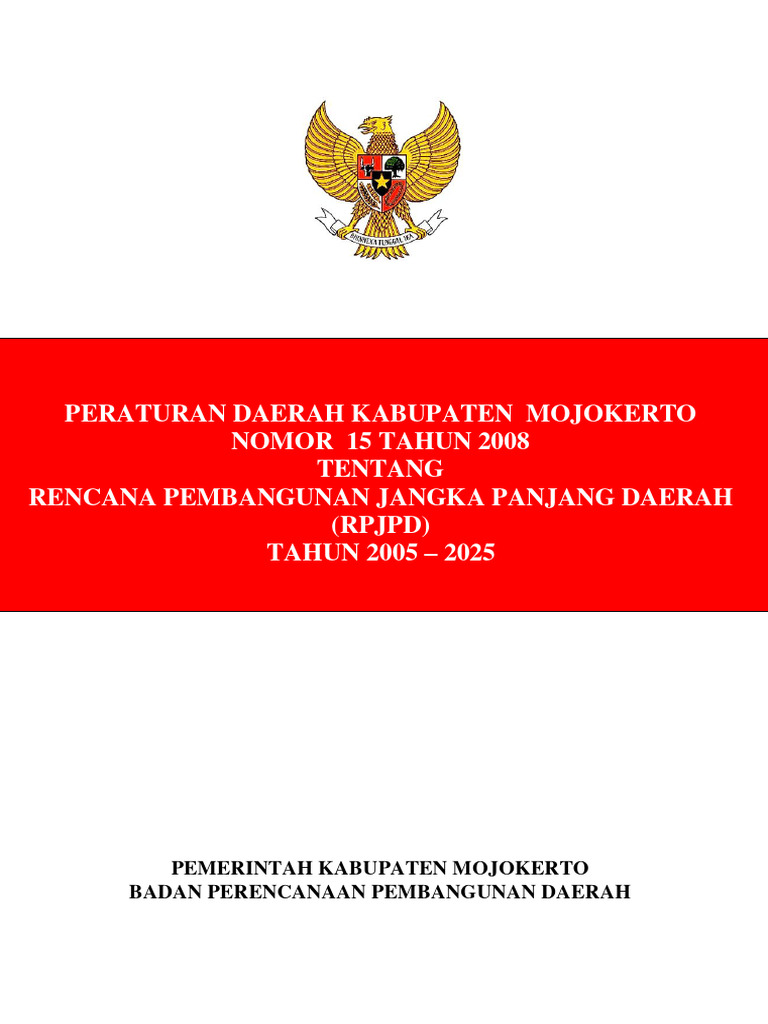 RPJPD Mojokerto 2005-2025 | PDF | Bisnis | Pengelolaan Keuangan & Uang
