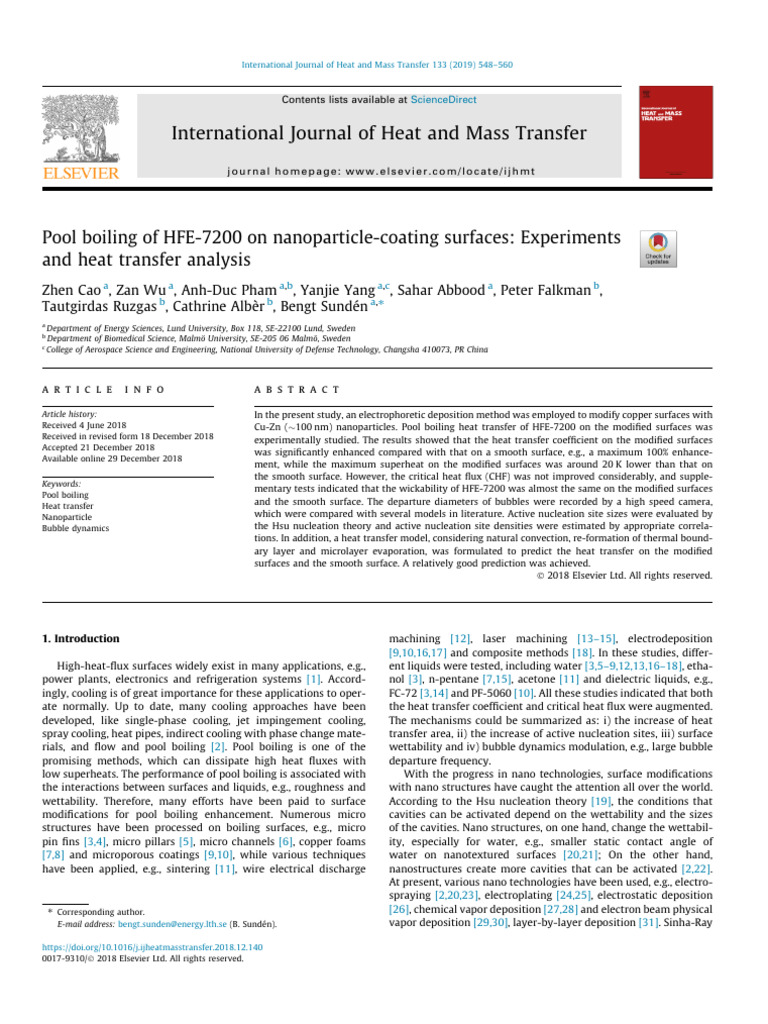 Nanoparticle Pool Boiling Analysis | PDF | Boiling | Heat Transfer