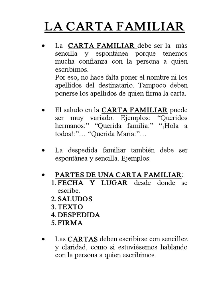 Carta de recomendación familiar online