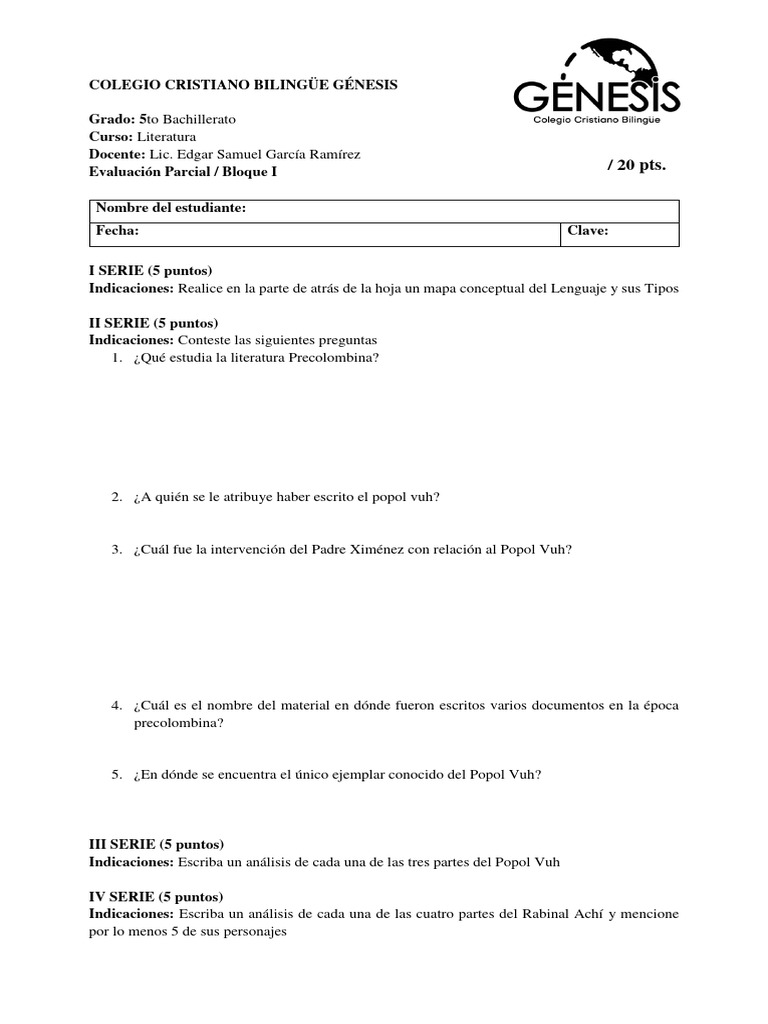 Evaluaciones parciales samuel garcia 1 unidad genesis 24 pdf masa