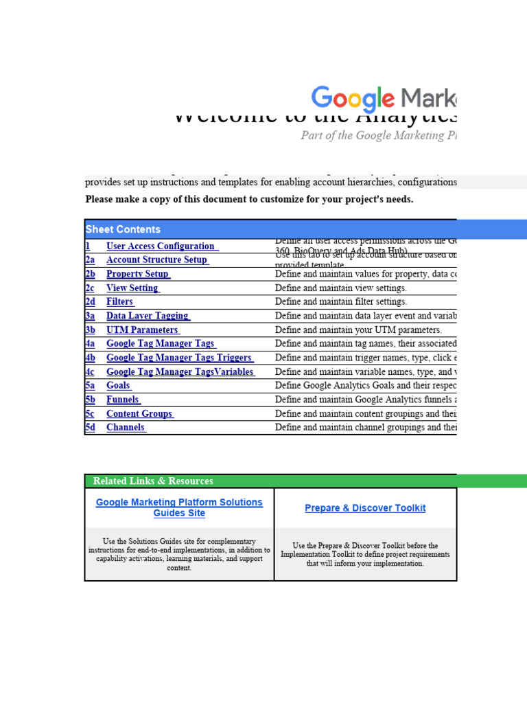 Google Marketing Platform Setup Guide | PDF | Analytics | Hyperlink