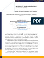 Percepções Sobre Metodologia e Conhecimento Científico: Horizontes Virtuais