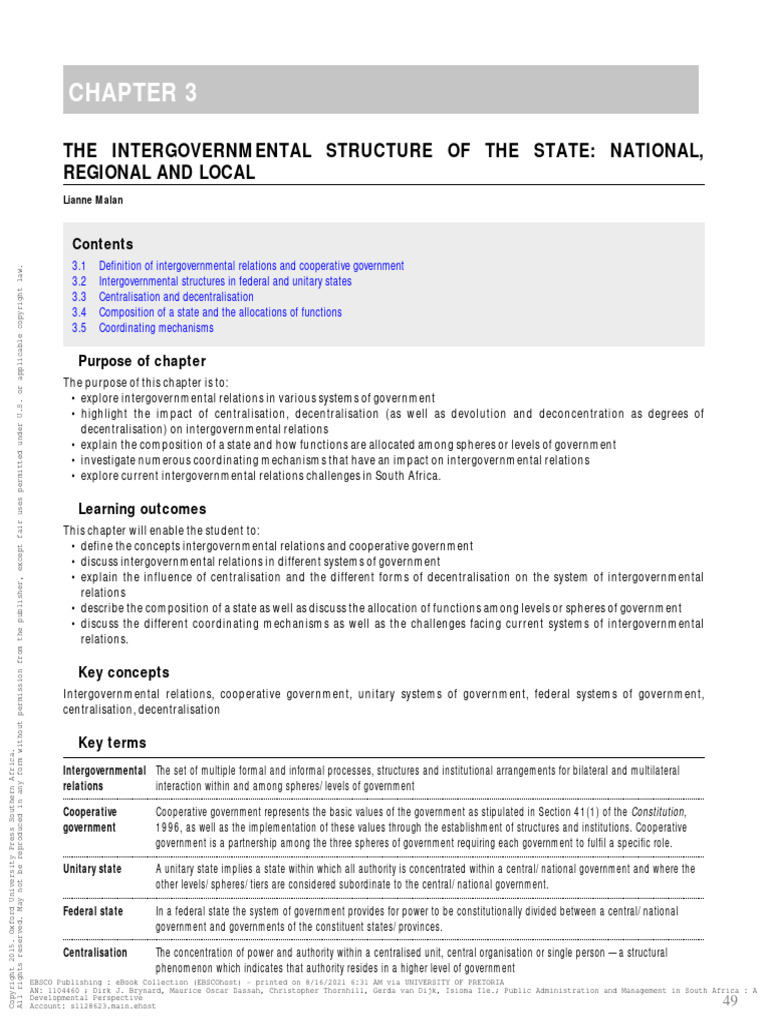 DirkJBrynardMau 2015 Chapter3TheIntergover PublicAdministrationA | PDF ...