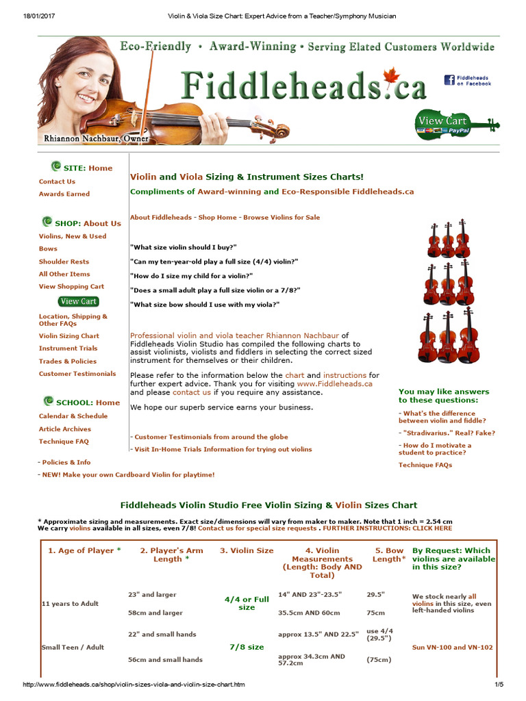Violin and Viola Size Guide for Kids | PDF | Violin | Viola