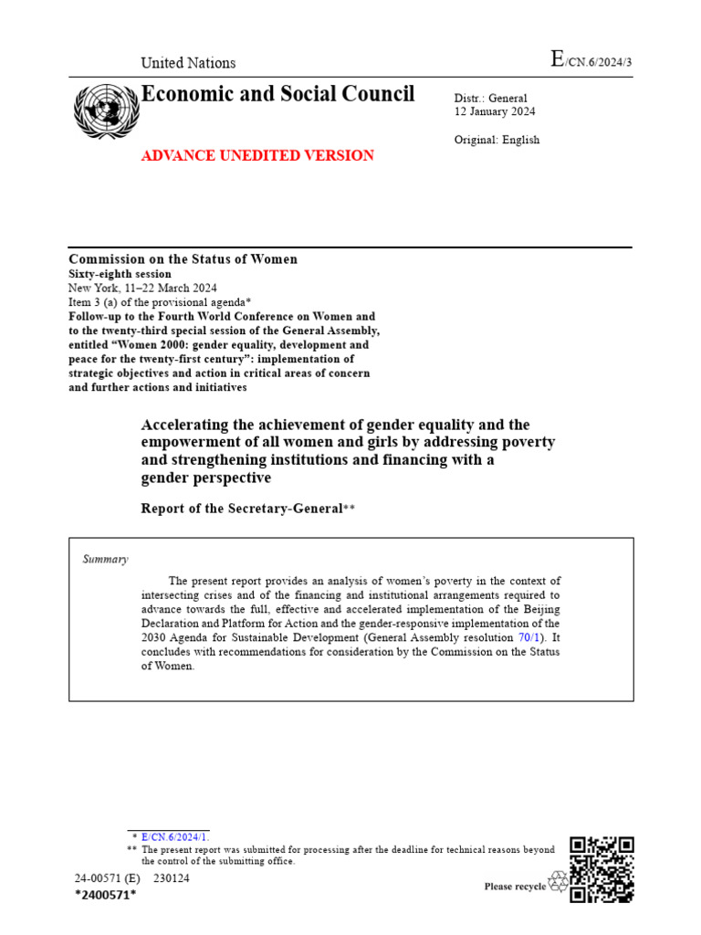 Gender Equality and Poverty Report 2024 | PDF | Cost Of Living | Poverty