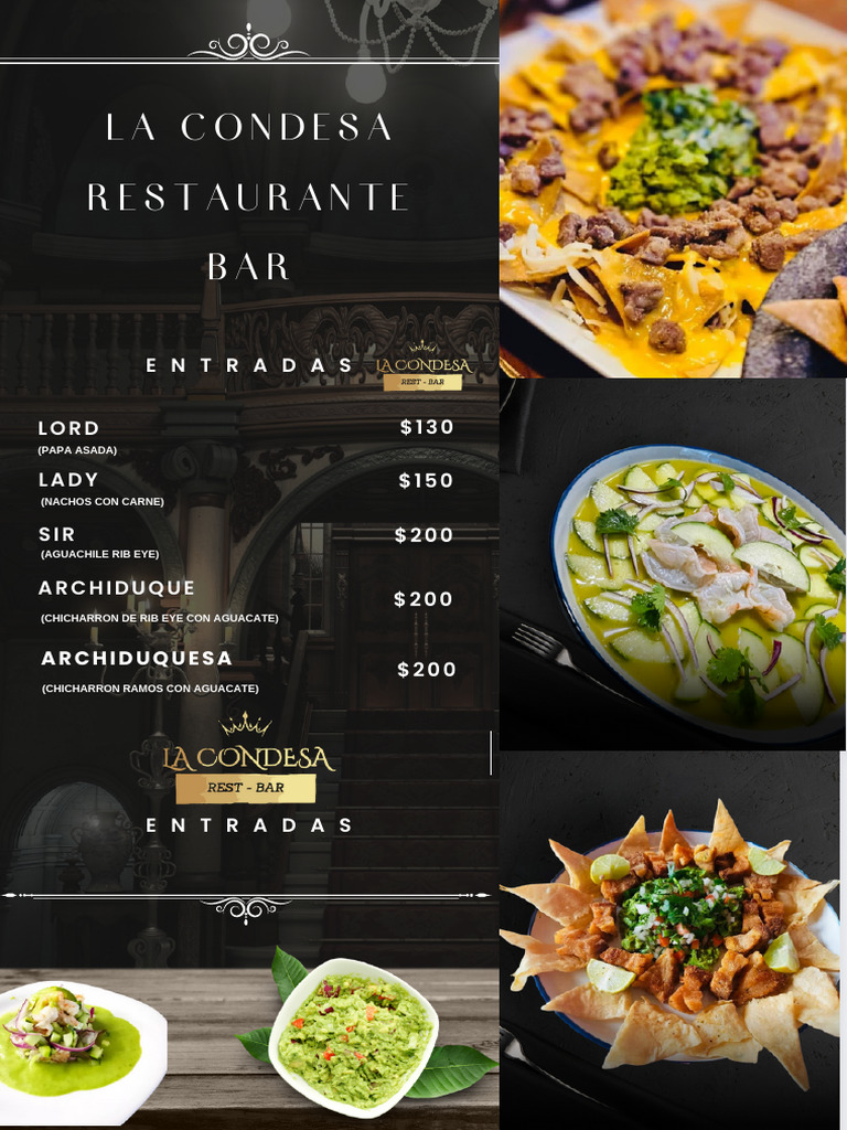 Menú del Restaurante La Condesa | PDF | Taco | Cocina