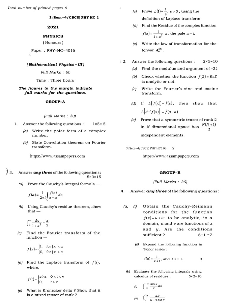 B.S.C 4th Sem 4016 Question Paper (2022) | PDF
