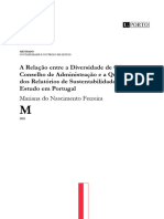 A Relação Entre A Diversidade de Género No Conselho de Administração e A Qualidade Dos Relatórios de Sustentabilidade: Um Estudo em Portugal