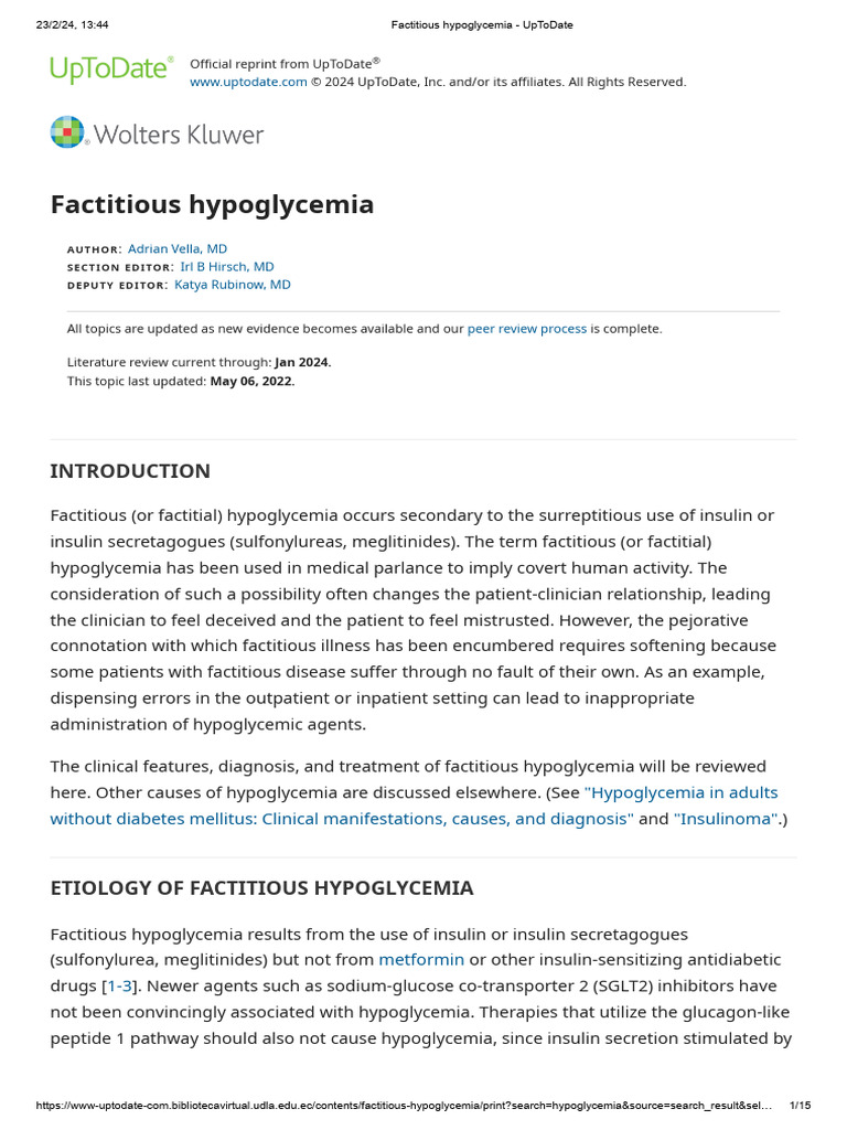 Factitious Hypoglycemia Download Free PDF Hypoglycemia Insulin