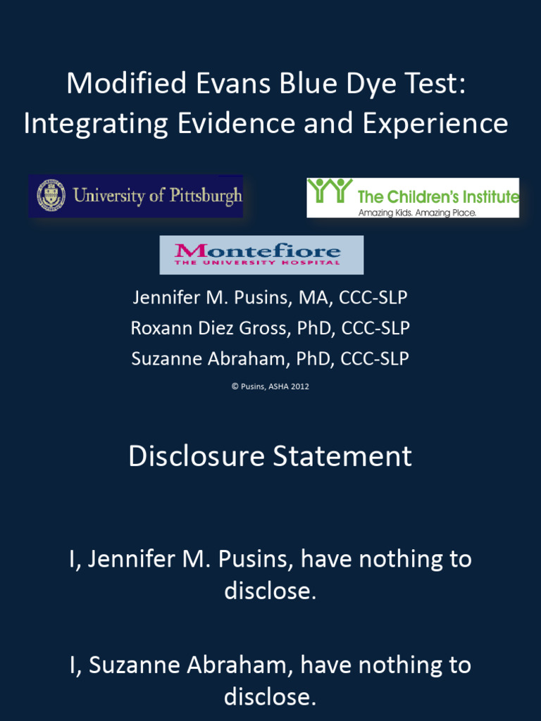 1327 Modified Evans Blue Dye Test Integrating Evidence And Experience