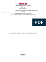 A Importância Da Saúde Mental Do Adulto e Do Idoso