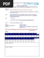 Physics B: Fybnvc08 G-Level Complementary Test On Electricity and Magnetism CH 16-19, & 20