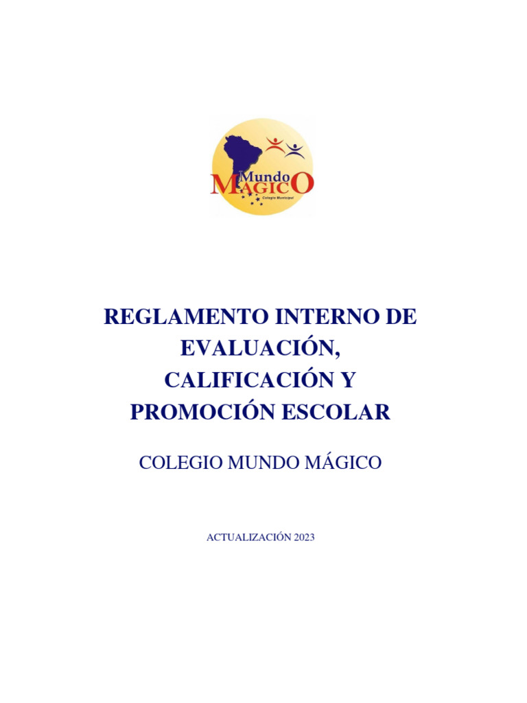 Reglamento de Evaluación Escolar 2023 | PDF | Evaluación | Aprendizaje