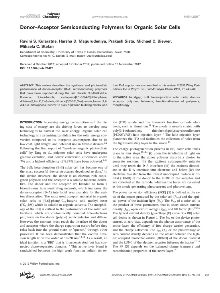 Donor Acceptor Semiconducting Polymers f-1 | PDF | Physical Sciences ...