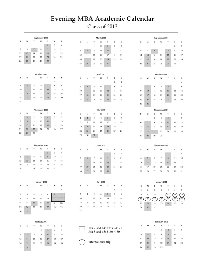 Evening MBA Calendar 2013 | PDF
